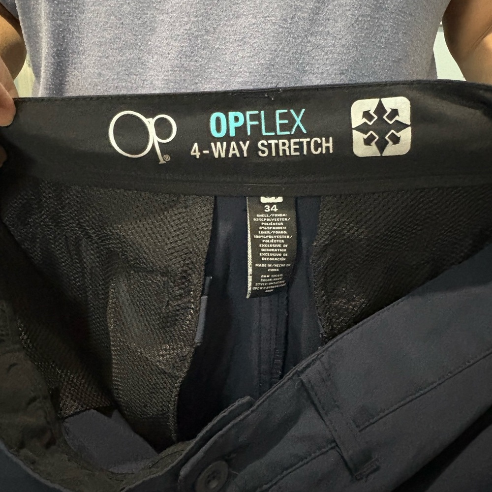 OP Men's Dark Blue Flat Front Shorts - Picture 3 of 3